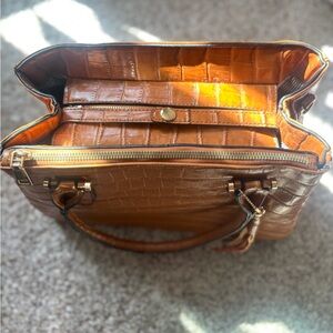 Striped Interior Brown Leather Bag